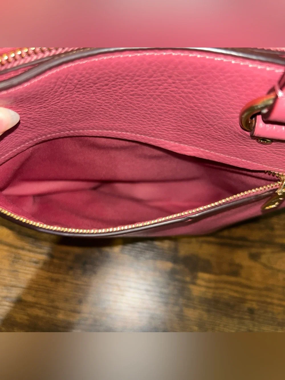 Coach Pebbled Leather Rich Berry Pink Medium Tote